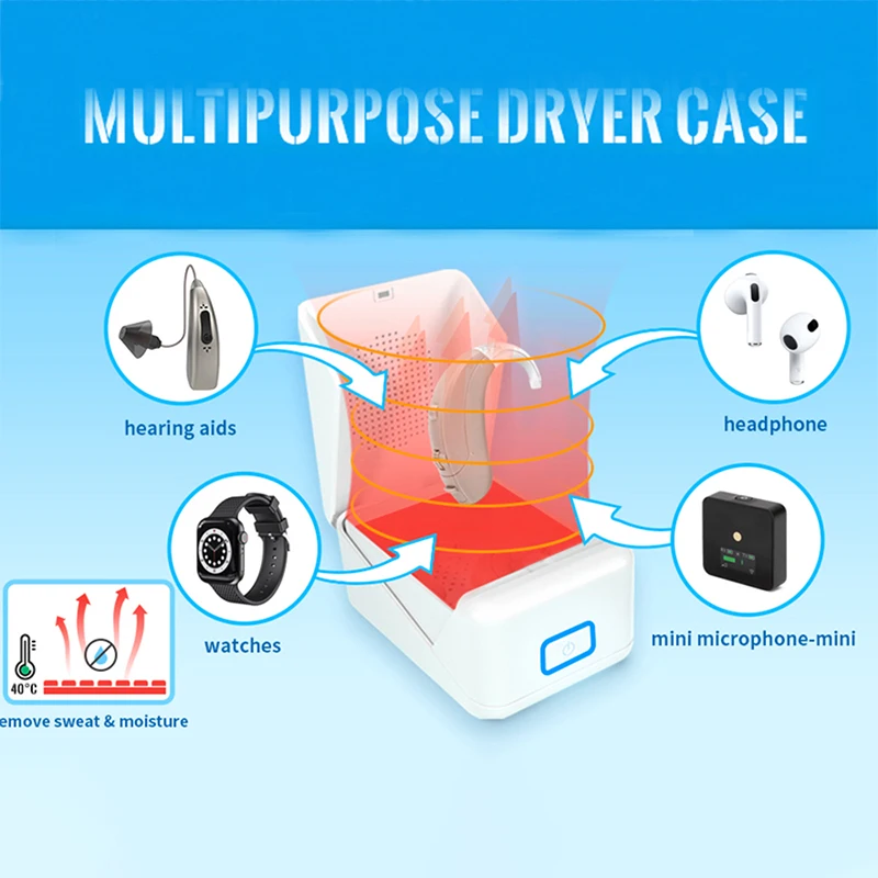 New Electronic Sound Aids Dehumidifier Dryer Ultra Violet-LED Remove Sweat Moisture Hearing Aid Care Accessory Drying Case view 5