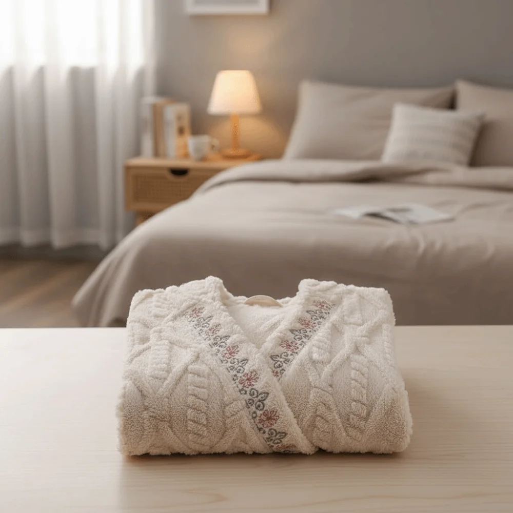 لينة زهرة المرجان الصوف ملابس خاصة سميكة الدافئة منامة رداء النساء المنزل ارتداء الشتاء عباءة مقنعين ثوب النوم الهدايا