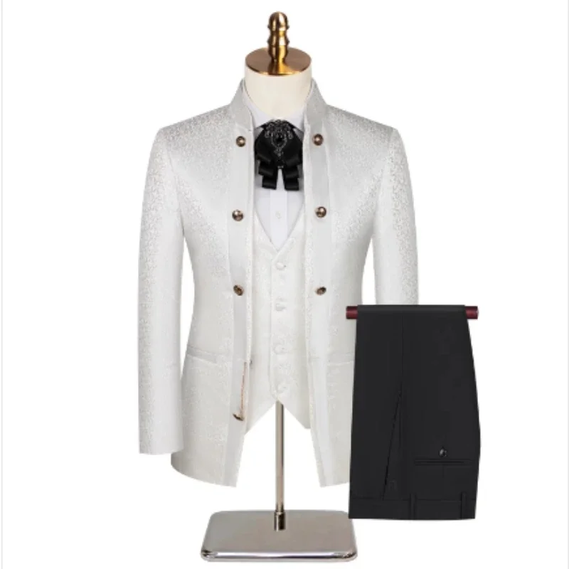 2025 nowy występ gospodarza weselnego męski garnitur sukienka trzyczęściowy botaniczny kwiatowy wzór marynarka dla mężczyzn ze spodniami i kamizelką