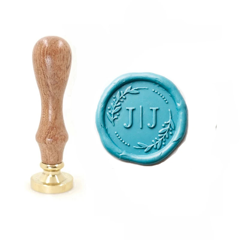 Customize wax seal Stamp Vintage wedding stamp 2 initials name ornament wreath design,Reusable personal stamp Wedding Invitation