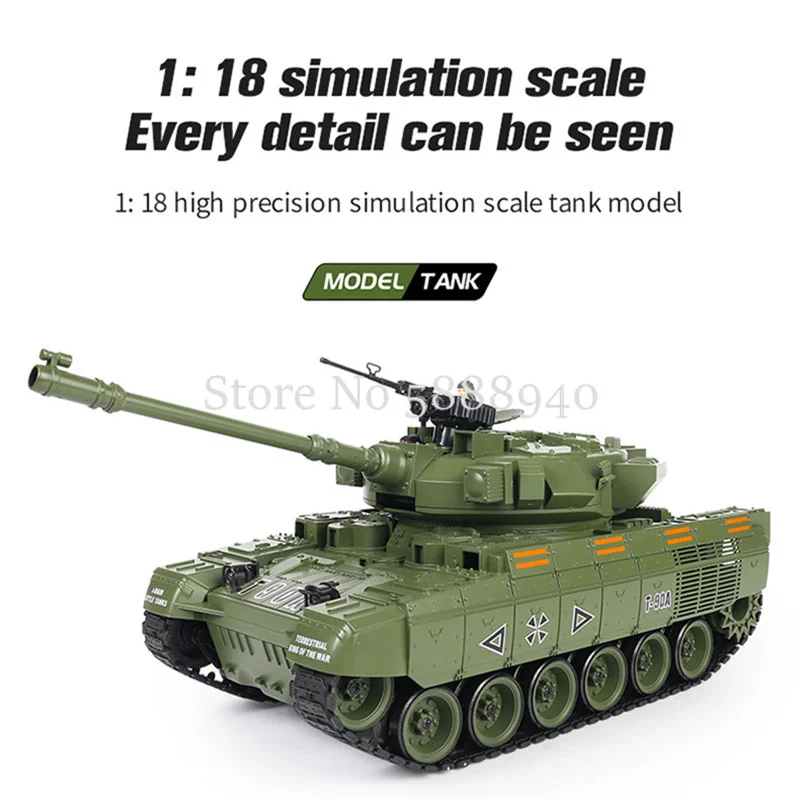 1:18 Large Scale Model Electric RC Tank 2.4G 6CH Design 90Mins Long Endurance Imitate Recoil Fire Water Bomb Remote Control Tank