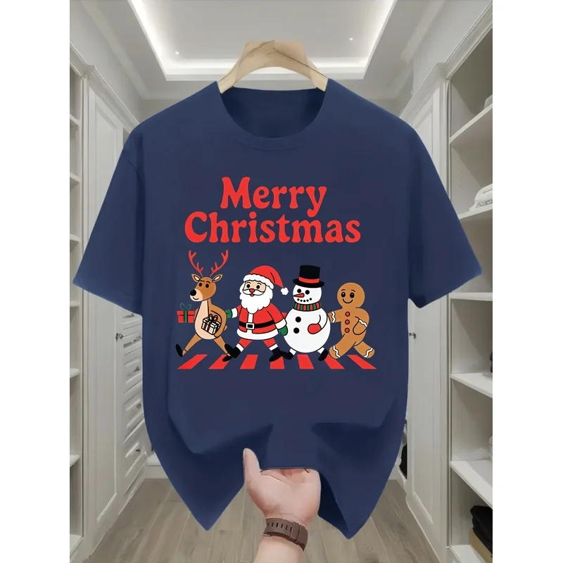 Men's T-shirt, Fun 'Merry Christmas Printed T-shirt, Men's Short Sleeve T-shirt, Regular Casual Daily Men's Top, Men's T-shirt,