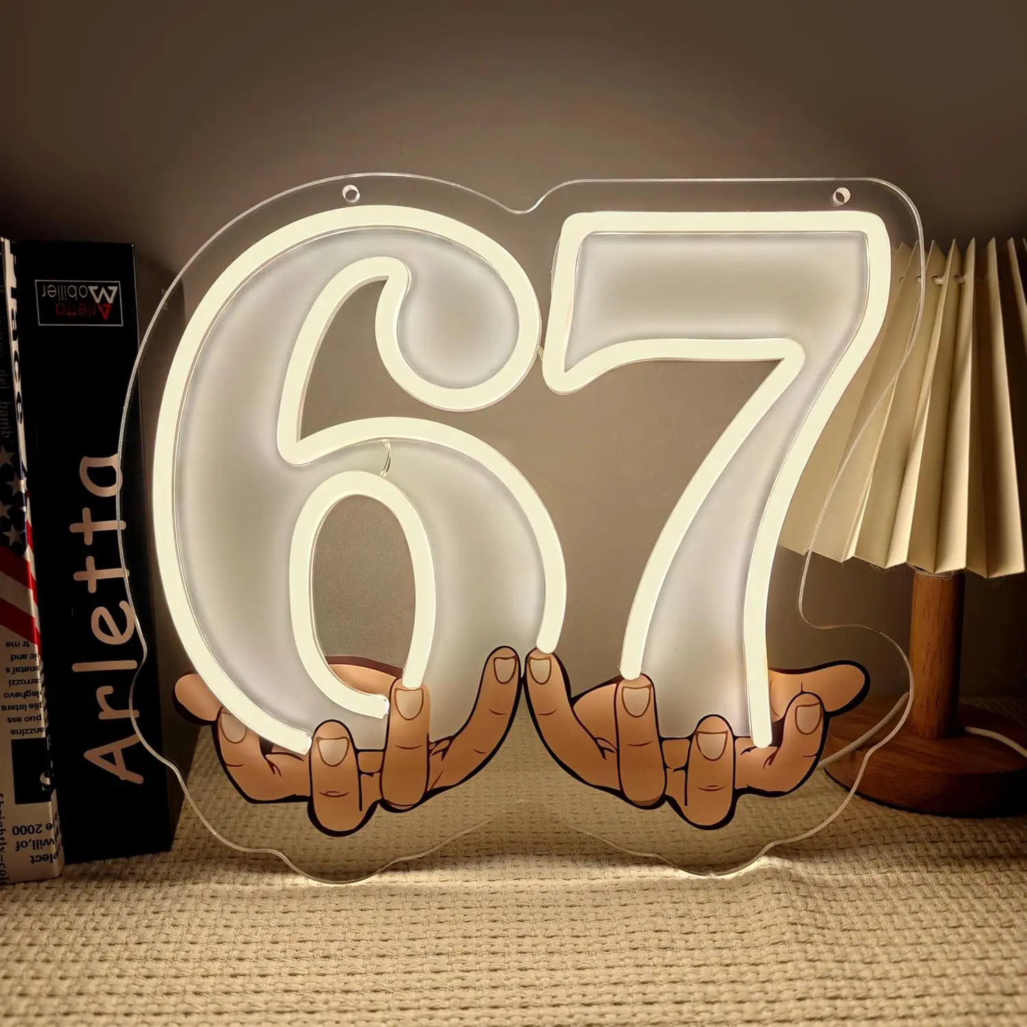 

Number 67 Neon Sign Retro LED Neon Light Sign for Sports Fans Basketball Room Bar Bedroom Wall Decor USB Dimmable Birthday Gift