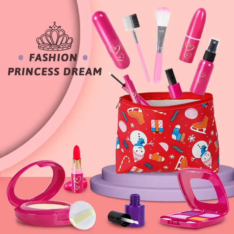 Simulation Cosmetics Set Pretend Play Girls Play House Makeup Kit Bag Cosmetics Handbag Gift for Kids Party Cosplay Beauty Toy