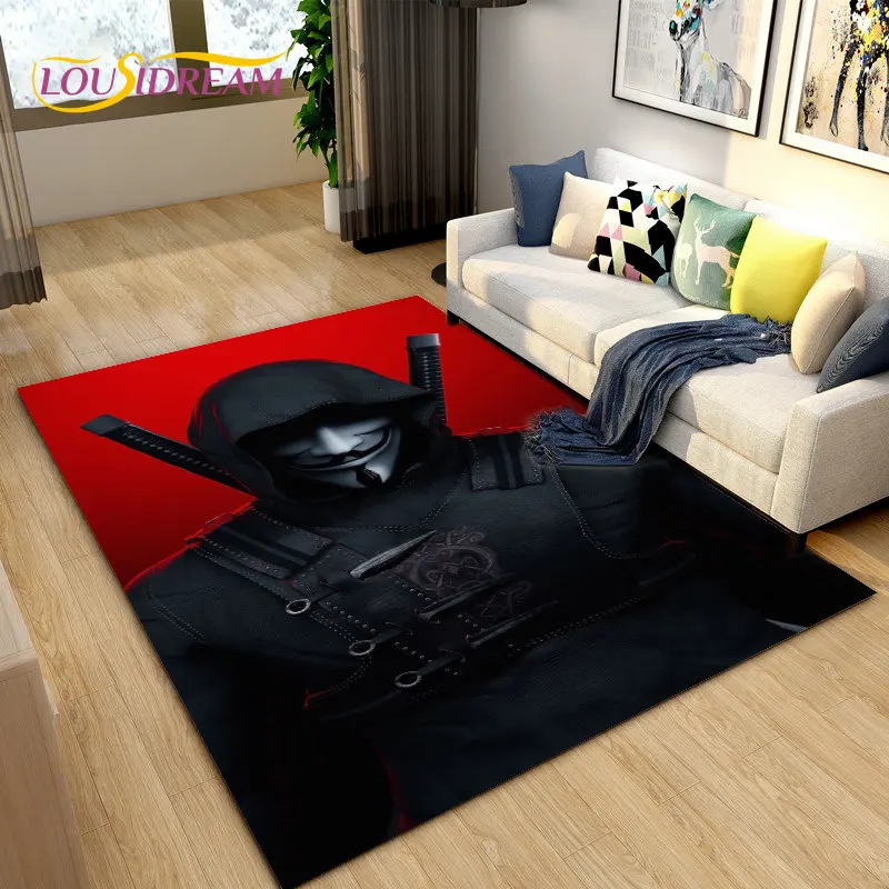V for Vendetta,Movie Mask Area Rug Large,Carpet Rug for Living Room Bedroom Sofa Doormat Decoration,Kids Play Non-slip Floor Mat