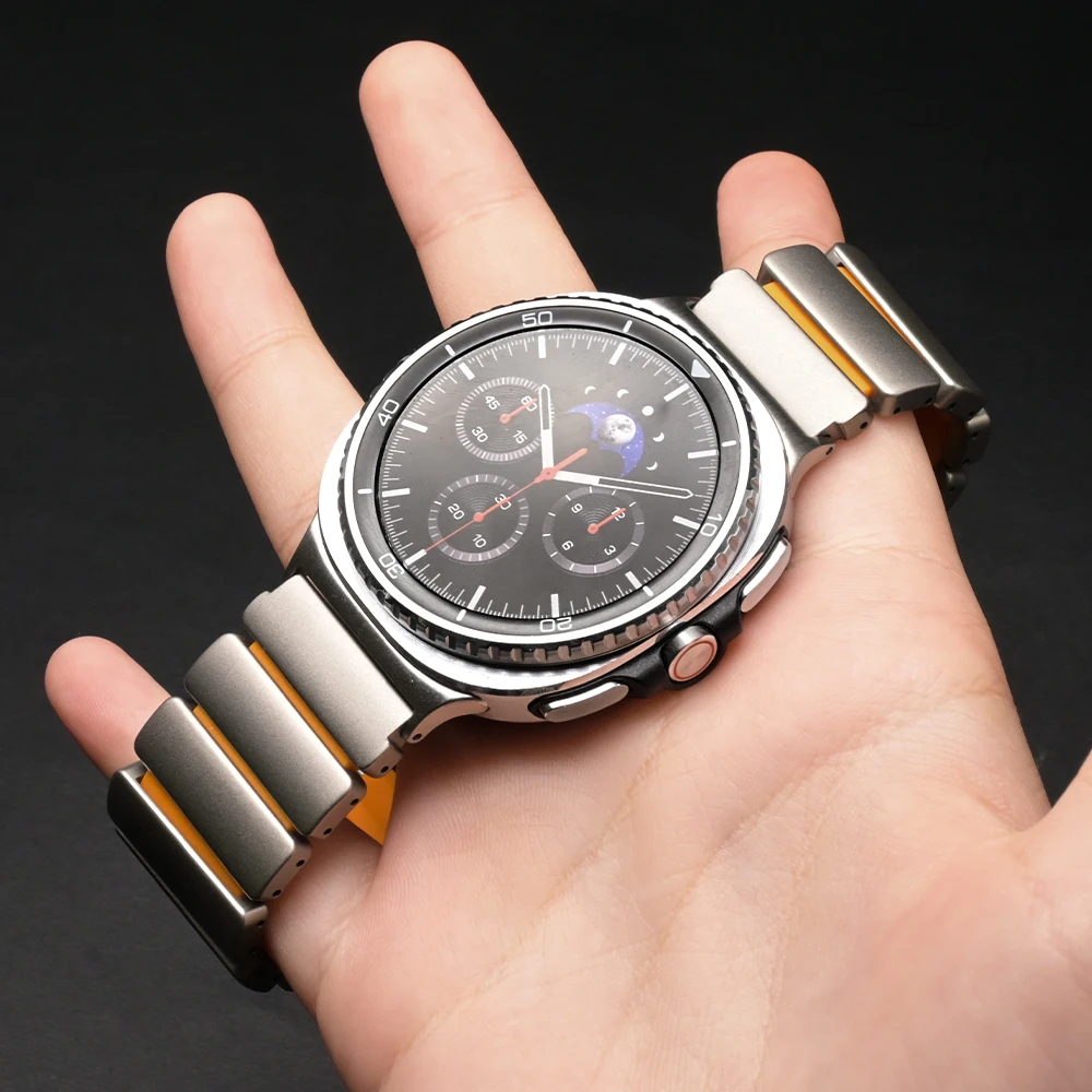 سوار تيتانيوم فاخر لساعة سامسونج جالاكسي الترا 2025 47 ملم حزام معصم مطاطي للرجال لساعة جالاكسي 8 كلاسيك 46 ملم 8 44 ملم 40 ملم #5