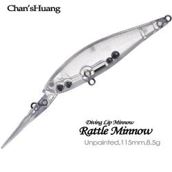 Chan’sHuang 20PCS 115mm 8.5g Unpainted fishing Lures Minnow Deep Diver Crank Wobbler Floating Jerkbait Blanks Fishing Baits