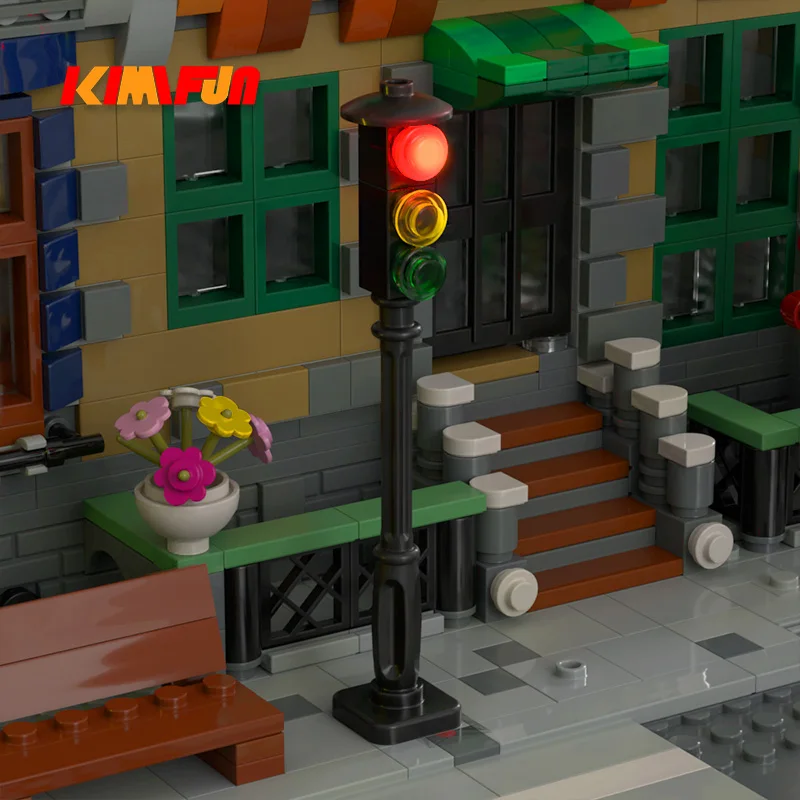 Bloques de construcción LED para niños, luz de señal de tráfico callejero, Serie de ciudad, juego de bloques, modelo educativo, regalos