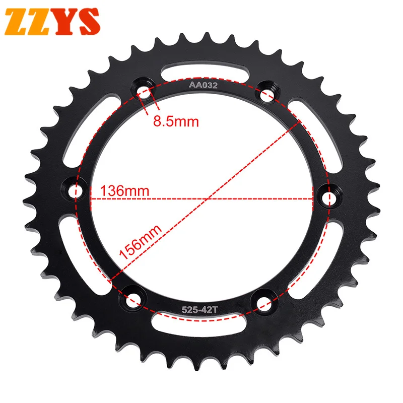 525 42T 42 Tooth Rear Sprocket Gear Star Pinion Freewheel For Suzuki Road DR650 DR650S DR650SE 1996-2024 2021 2022 2023 DR 650