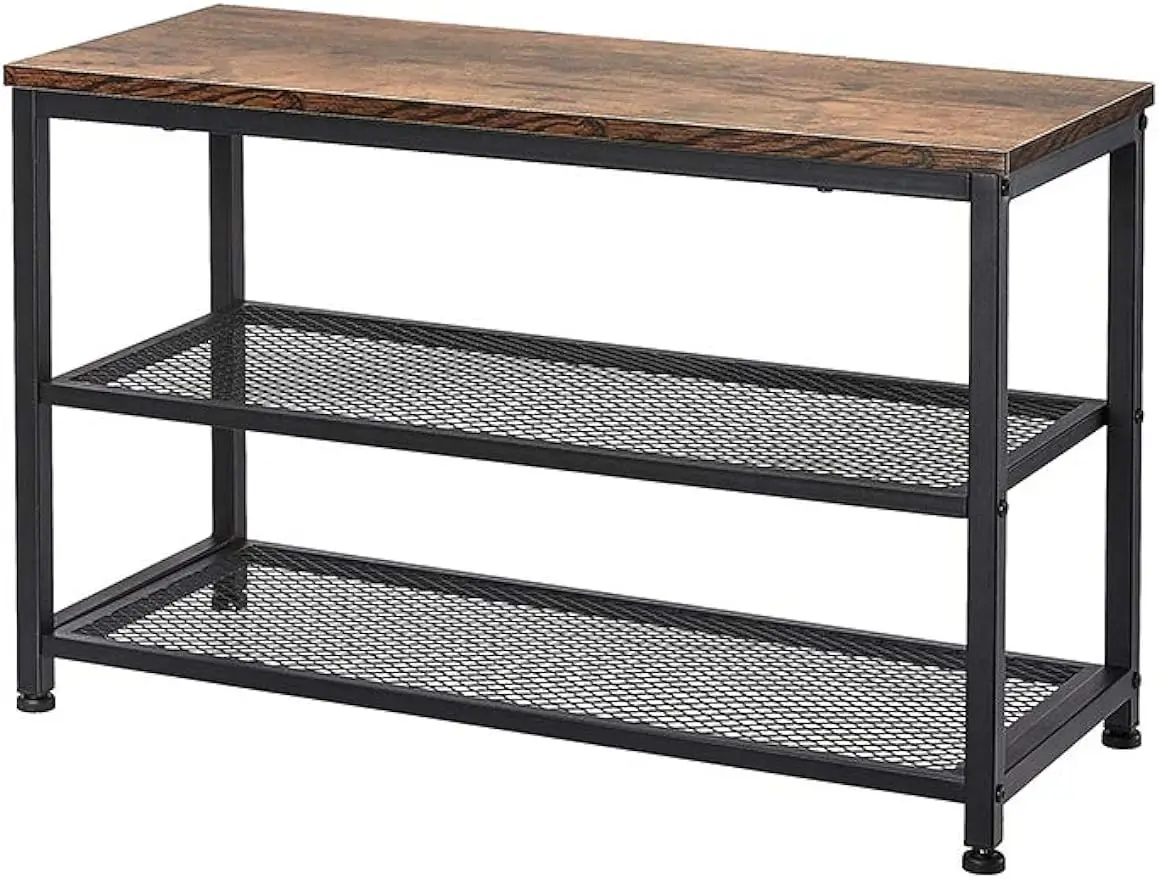 

Shoe Bench, 3-Tier Engineered Wood Shoe Rack, Placement Shelves with Seat for Entryway, Living Room and Hallway