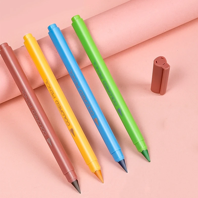 120Pcs Unlimited Writing Pencil Colorful HB Everlasting Pencil Head Replaceable Pen Tip Infinite Writing Pencil