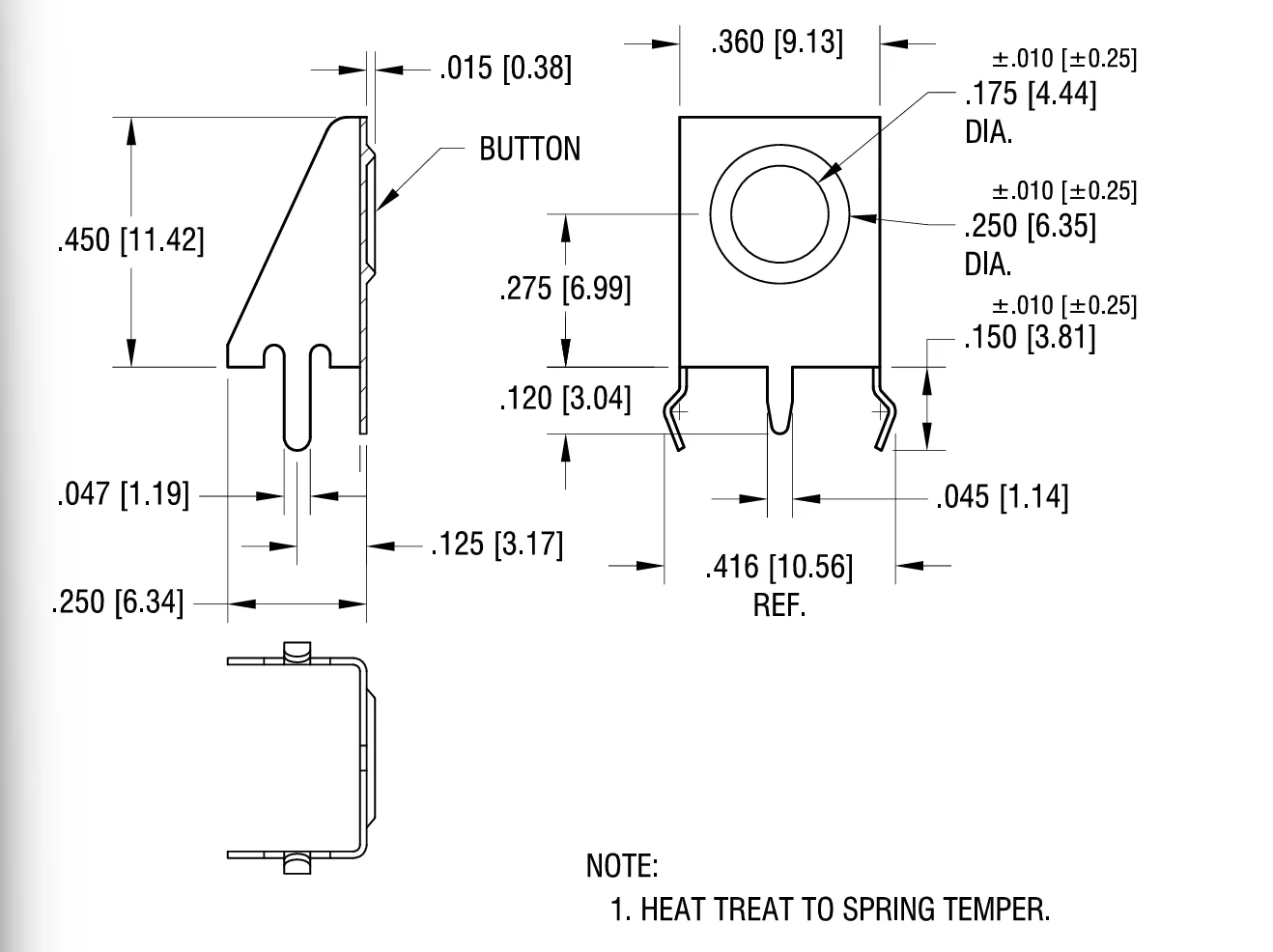 Precioso estampado AA، CR2، CR123A THM Contacto de Batería de botón P/N 596 بديل كيستون