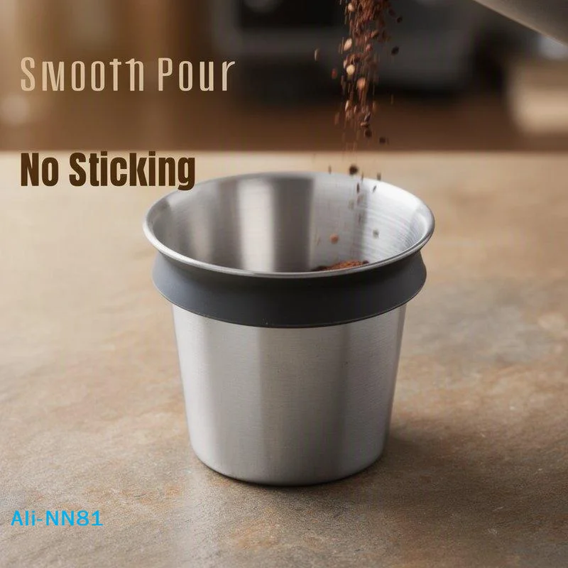 【N】Coffee Dosing Cup Stainless Steel Portable Handle Espresso Catch Cup 51mm 58mm Home Kitchen Cafe Use General-Purpose Mixe