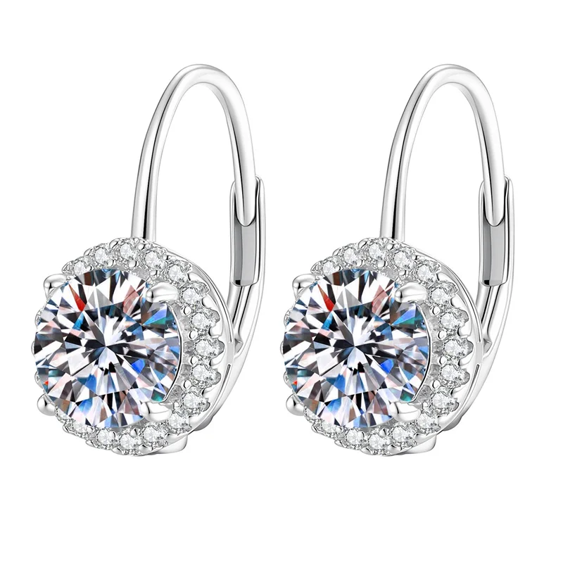 

E328 Lefei Fashion Color D Diamond-set Classic Moissanite 1ct Round Earring Charms Women s925 Sterling Silver Party Jewelry Gift