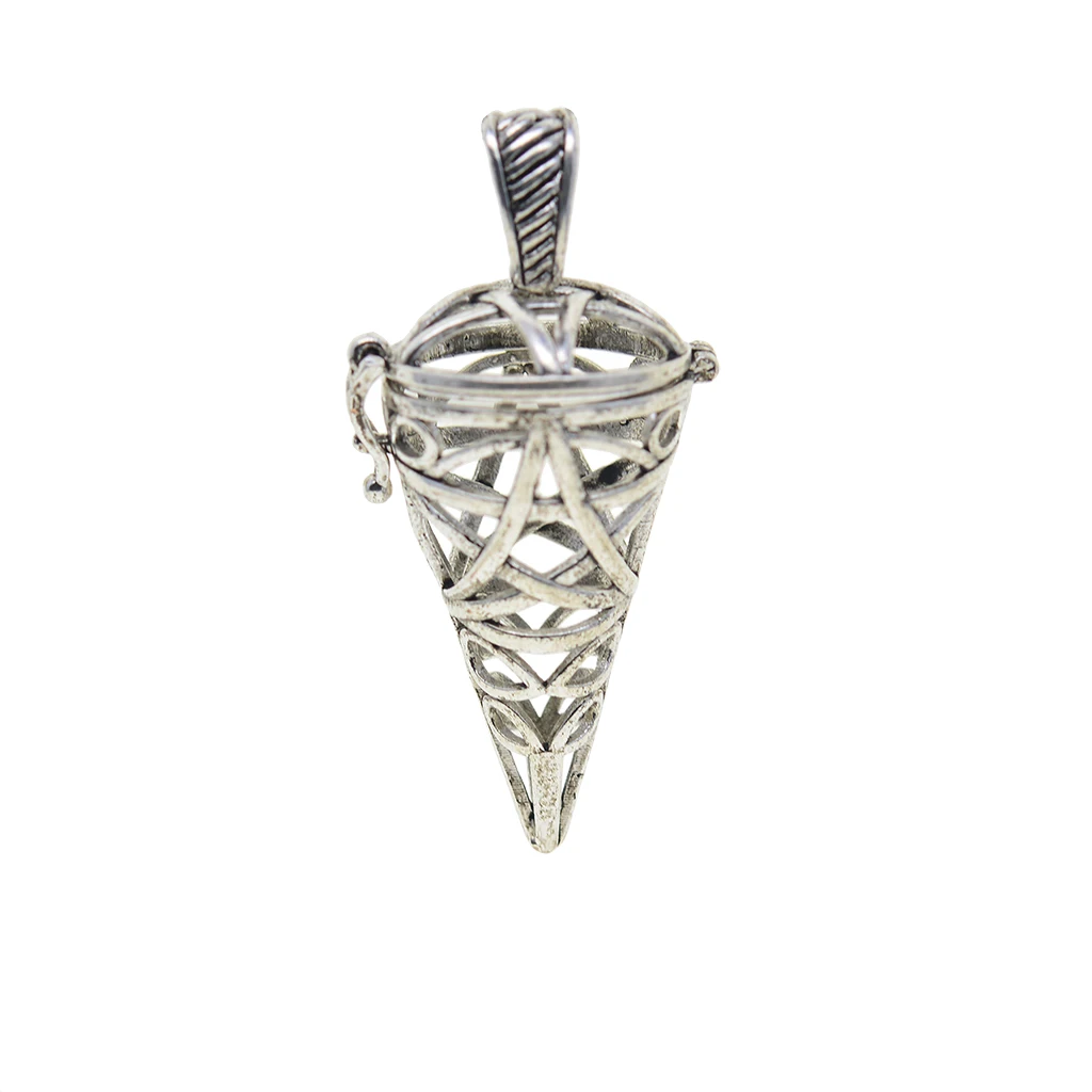 Un latón chapado en platino 3D celta estrella de la suerte símbolo cono péndulo medallón jaula DIY gemas perfume COLLAR COLGANTE arte del hogar