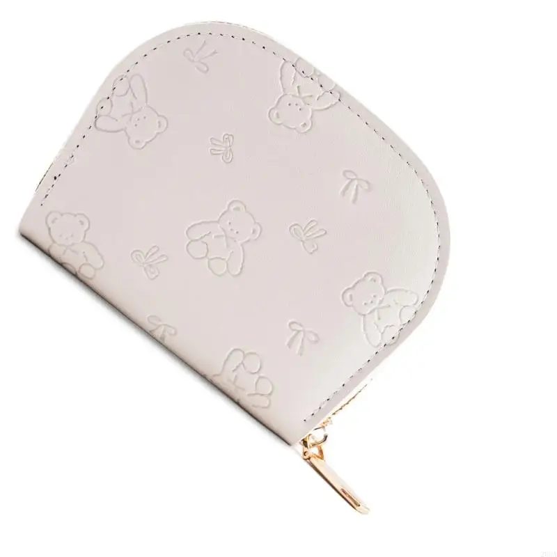 

PU Leather Travel Purse With Bear and Bows Detail Zippered Security Card Capacity Practical Women's Cards 20CA