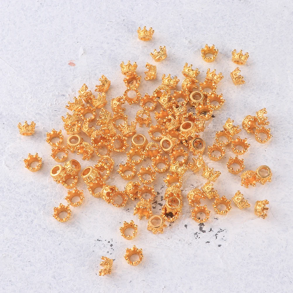 50 Pcs Jewelry Accessories Crown Charms for Making Hand Chain Mini Crowns Necklace Bracelet Connectors Bulk Gold Spacer Beads