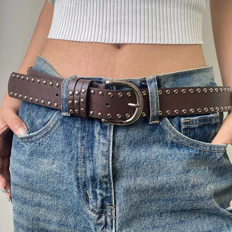American High Street Rivet Belt Unisex 2026 New Punk Stud Jeans Waist Strap Vintage Y2K Decorative Belt for Women Men Fashion
