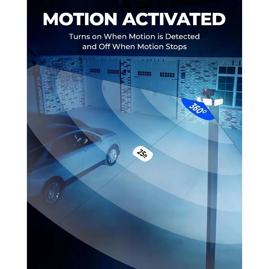 Luz exterior con energía solar, reflector LED impermeable con sensor de movimiento para patio, porche, patio