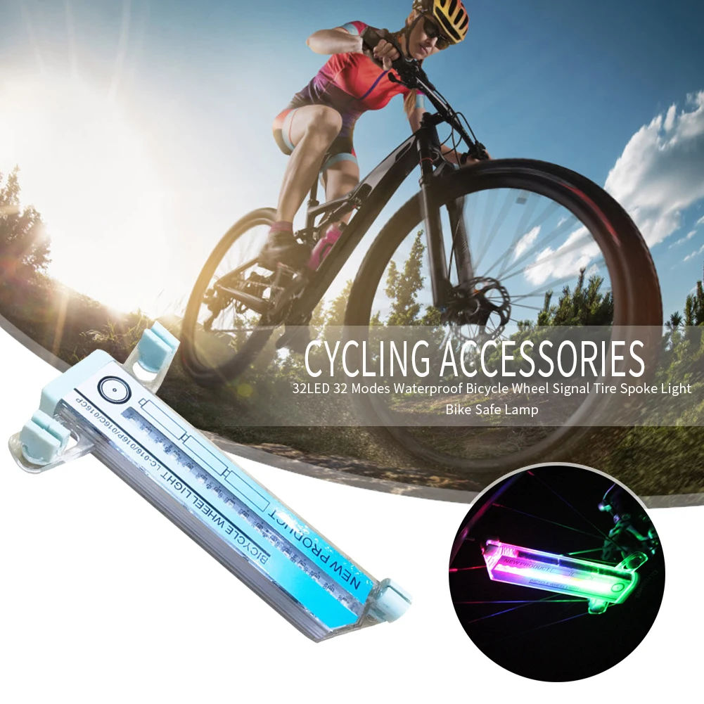

2pc 32LED Bicycle Light Mountain Road Cycling Tyre Wheel Spoke Flash Lamp Wheel String Double-Sided Color Warning Light