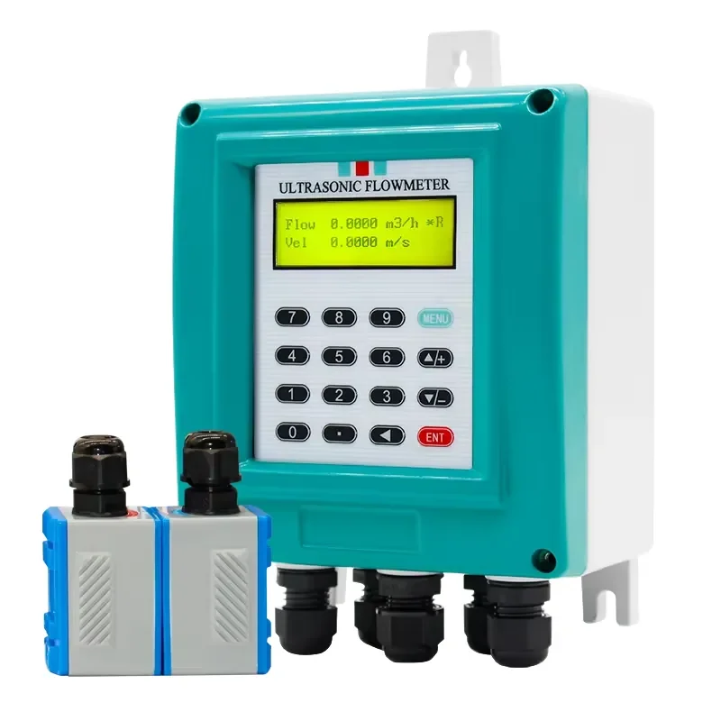 Philemon OEM Clamp-On Handheld LCD Metal Ultrasonic Flow Meter Water/Oil Liquid DN15-6000mm 4-20mA/Pulse Output +/-1%