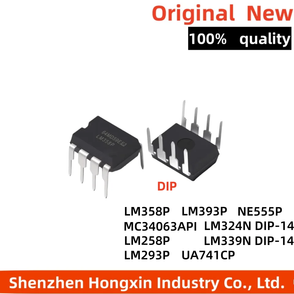 

10PCS LM358N LM358 DIP LM358P DIP-8 LM393P LM393 NE555P NE555 LM324N LM324 LM339N LM339 MC34063API MC34063 LM258P LM293P UA741CN