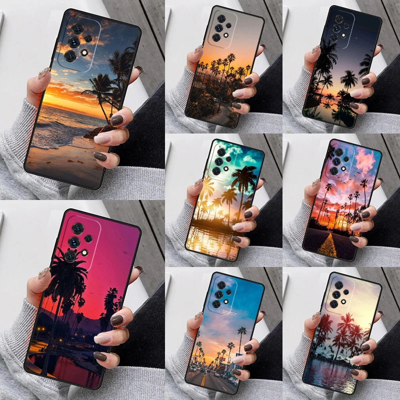 Summer Beach Sunset On Sea Phone Case For Samsung Galaxy S23 S21 S20 FE S24 S22 Ultra Note20 S10 S9 S8 Plus A40 A52 A12 A13 A53