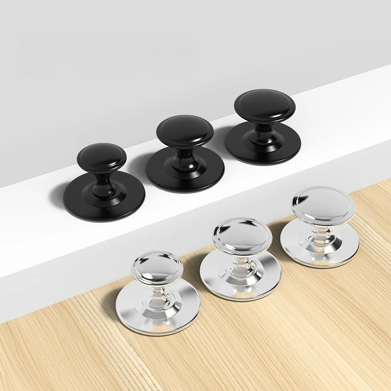 5pcs Self‑Adhesive Stainless Steel Door Handle Punch‑Free Pull Handle for Glass Cabinet Drawer Wardrobe Cupboard