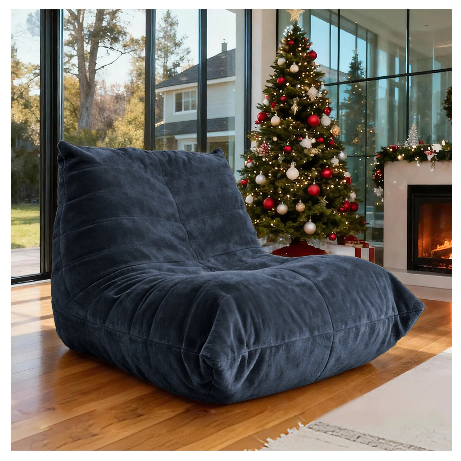 

Диван-мешок, кресло для взрослых, ленивый напольный диван, компрессионный диван из пены с эффектом памяти в коробке для гостиной, спальни, квартира, синий
