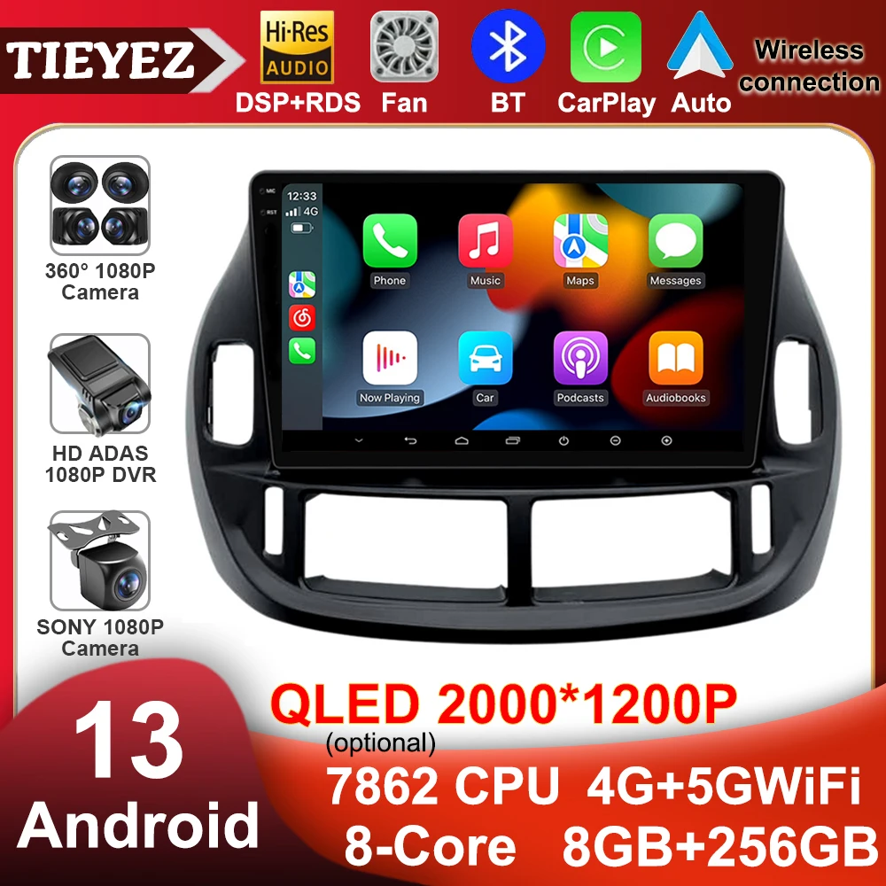 

8G+256G 10.1" QLED Android 13 4G RDS DSP Car Radio Multimedia Video Player For Toyota Estima ACR30 RHD 2004 Navigation GPS