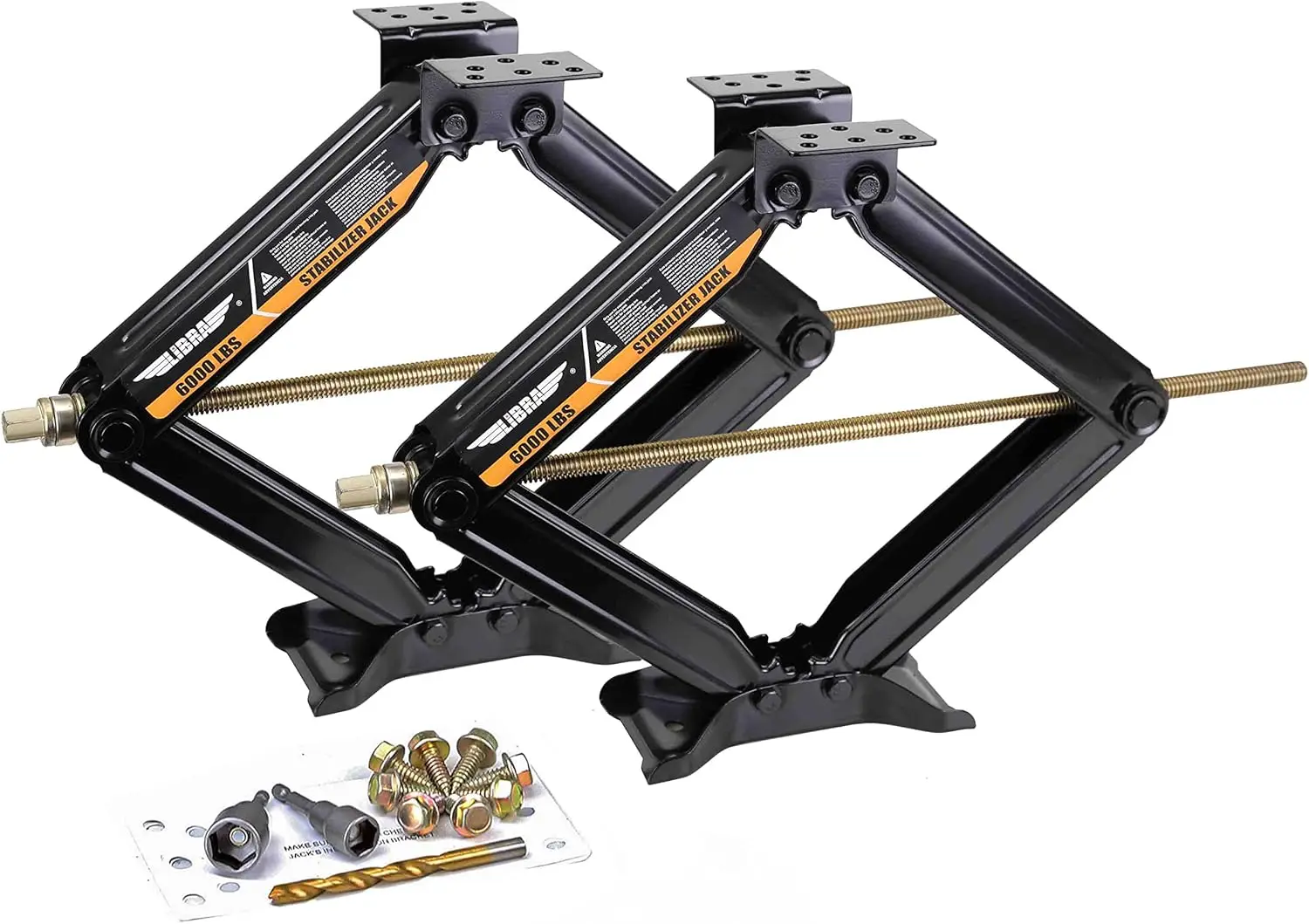 

Set of 2 24" 6000 lbs RV Trailer Stabilizer Leveling Scissor Jacks w/Power Drill Sockets & Mounting Screws - Scratch & Dens …