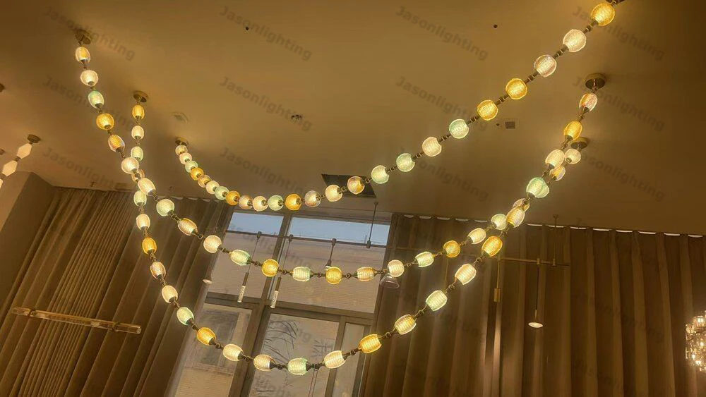 Colorized DIY Glass Long Strap High Ceiling Gold Chrome