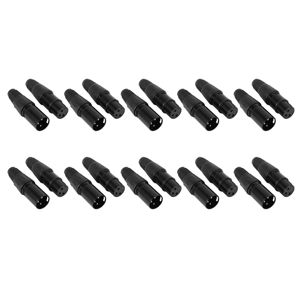Cabos de áudio XLR de 3 pinos microfone macho e fêmea, conectores de cabo cobra MIC, 10 pares
