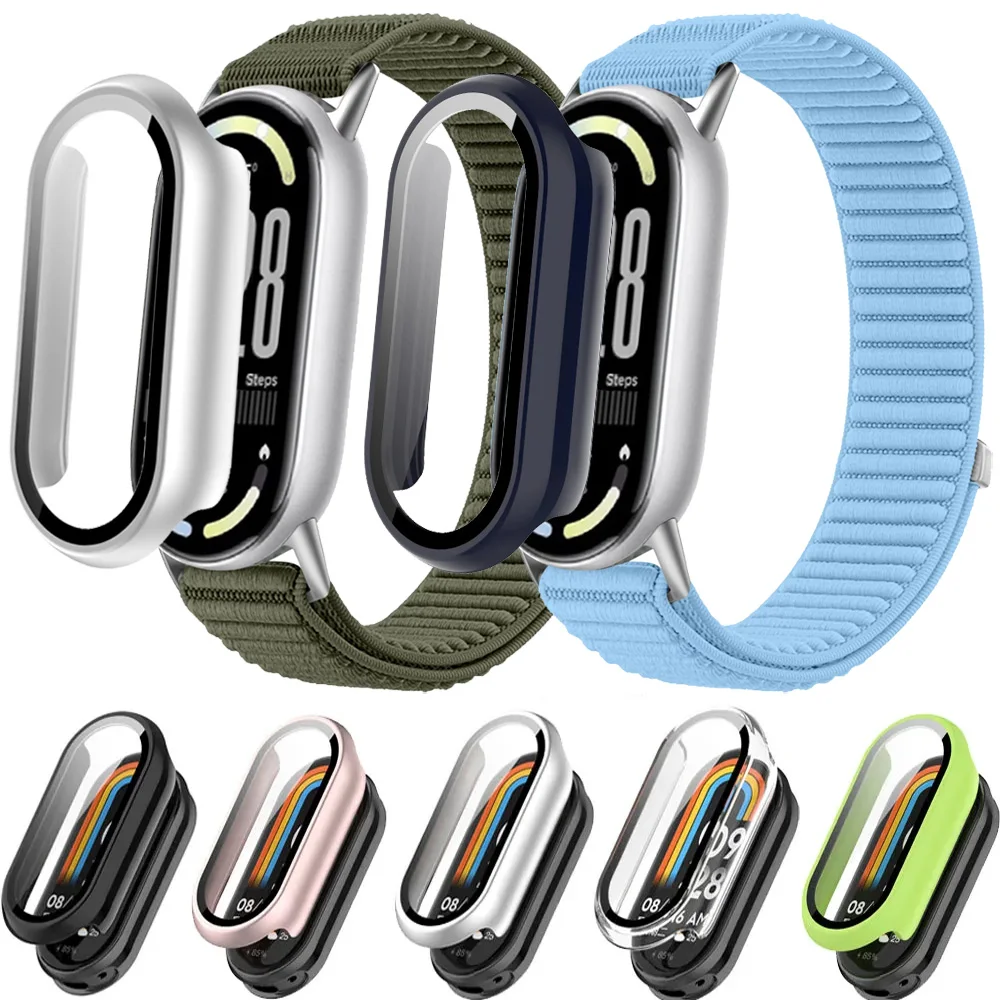 PC-Gehäuse für Xiaomi Band 10 9 8 NFC Rundum-Displayschutzhülle für Mi Band 9 10 8 HD gehärtetes Glas verbesserte Stoßstangenabdeckung