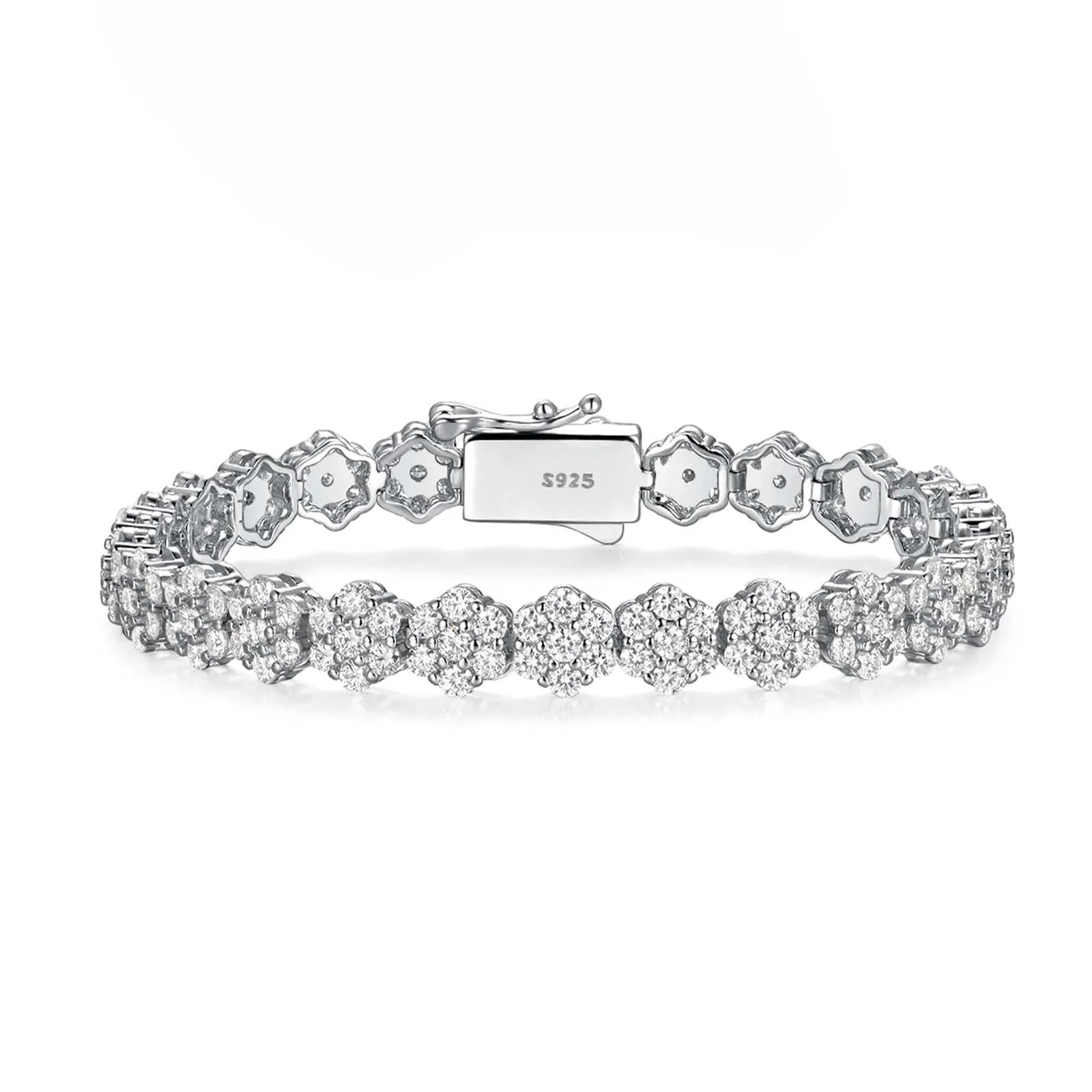 MUXIFC D VVS1 Full Moissanite Tennis Bracelet for Women Men Lab Diamond GRA Flower Bracelets 925 Pure Silver Fine Jewelry Gifts - view 4