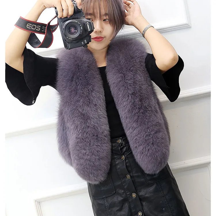 

Whole Leather Fox Fur Vest Autumn and Winter New Women's Fur Vest Slim Coat