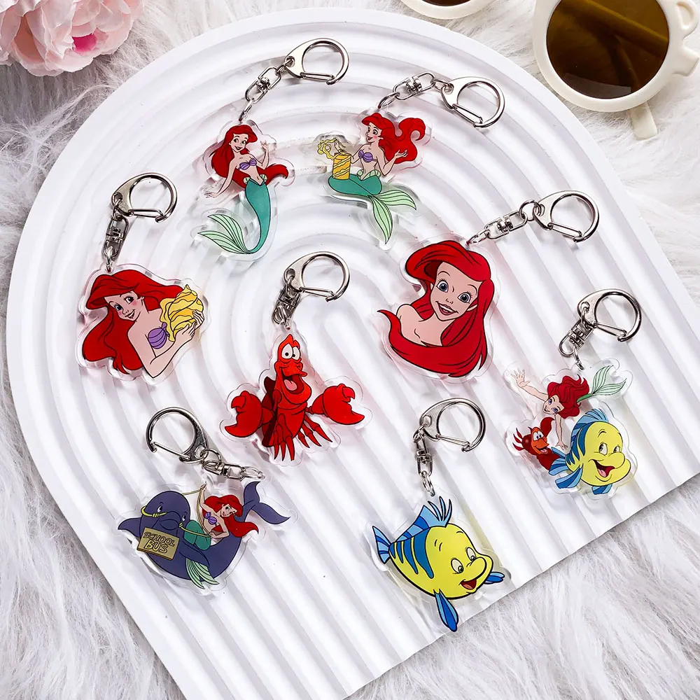 Llavero acrílico de Disney, La Sirenita, Ariel, Ursula, accesorios para bolsos, mochilas, llavero, 1/13 Uds., para fanáticos y amigos