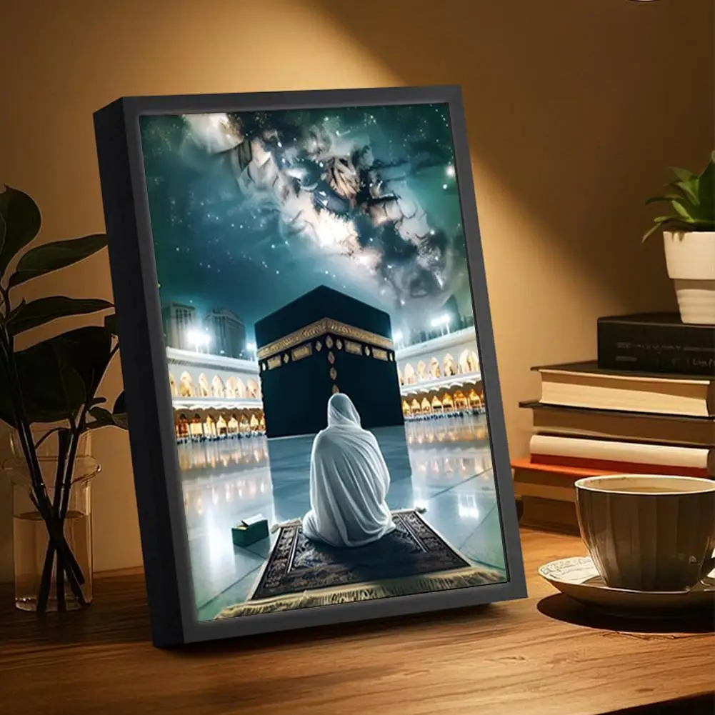 Luminworks ضوء المصباح اللوحة إطار الصورة الحد الأدنى وحدة إضاءة LED جداريّة الفن أنا دائما معك ديكور الهدايا لغرفة النوم الكنيسة