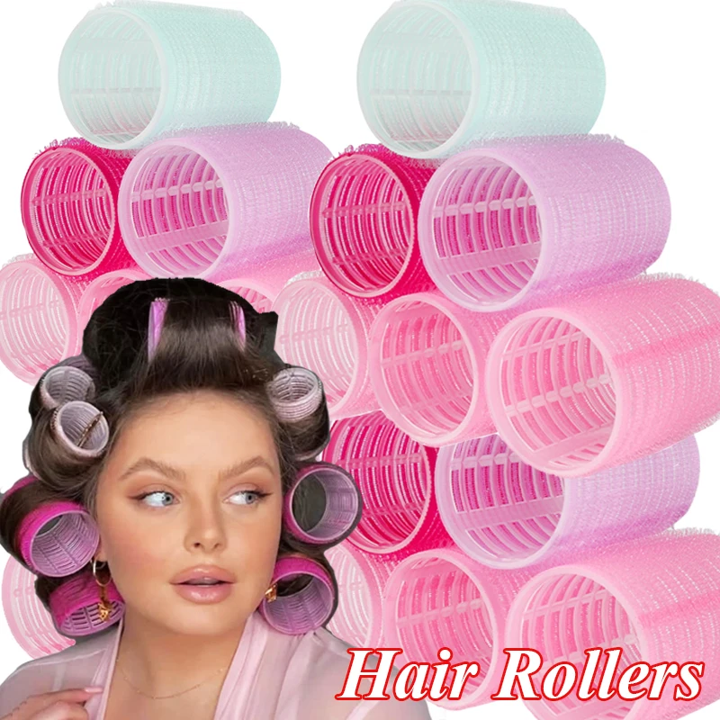 Rodillos para el cabello con agarre automático sin calor, rizadores para el cabello sin calor, flequillo, volumen, gancho y bucle autoadhesivo, accesorio para peinados DIY para mujer