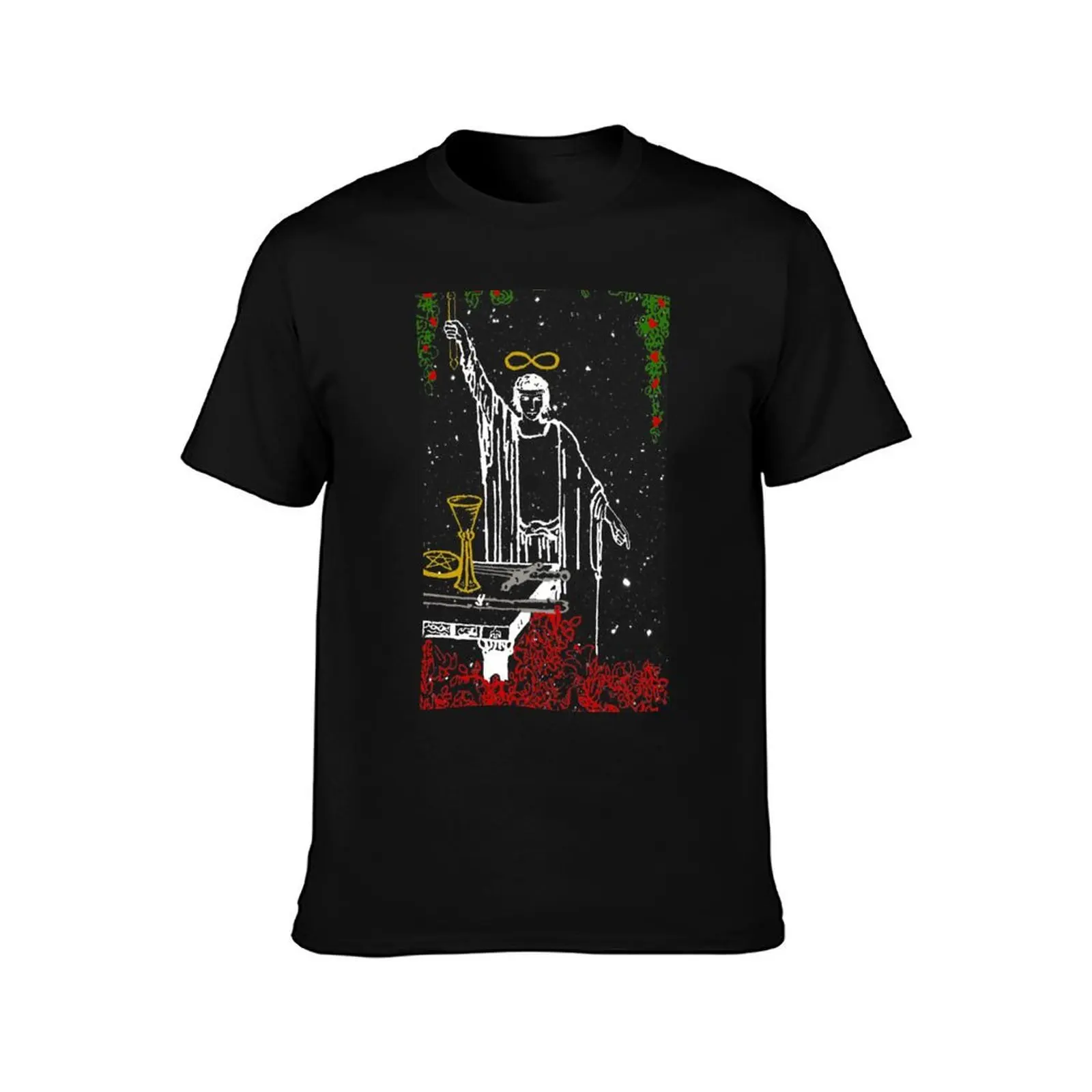 The Magician: Winter Nights - Snow Themed Tarot Card (Christmas VARIANT) T-Shirt Summer Casual Cotton Tee Unisex Men Women