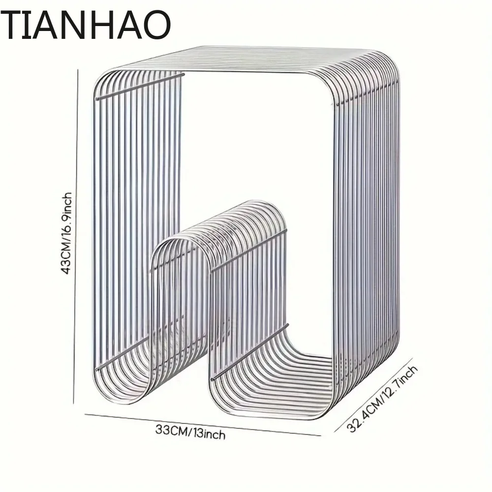 Scandinavian-Inspired Metal Bookshelf - Sleek, Multi-Purpose Storage Rack for Magazines & Newspapers Home Office Decor