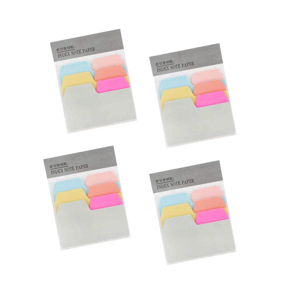 

4Pcs Index Note Paper Bright Color Memo Tabs Self Adhesive Sticky Paper Notes Page Markers Memo Notes Note Pad