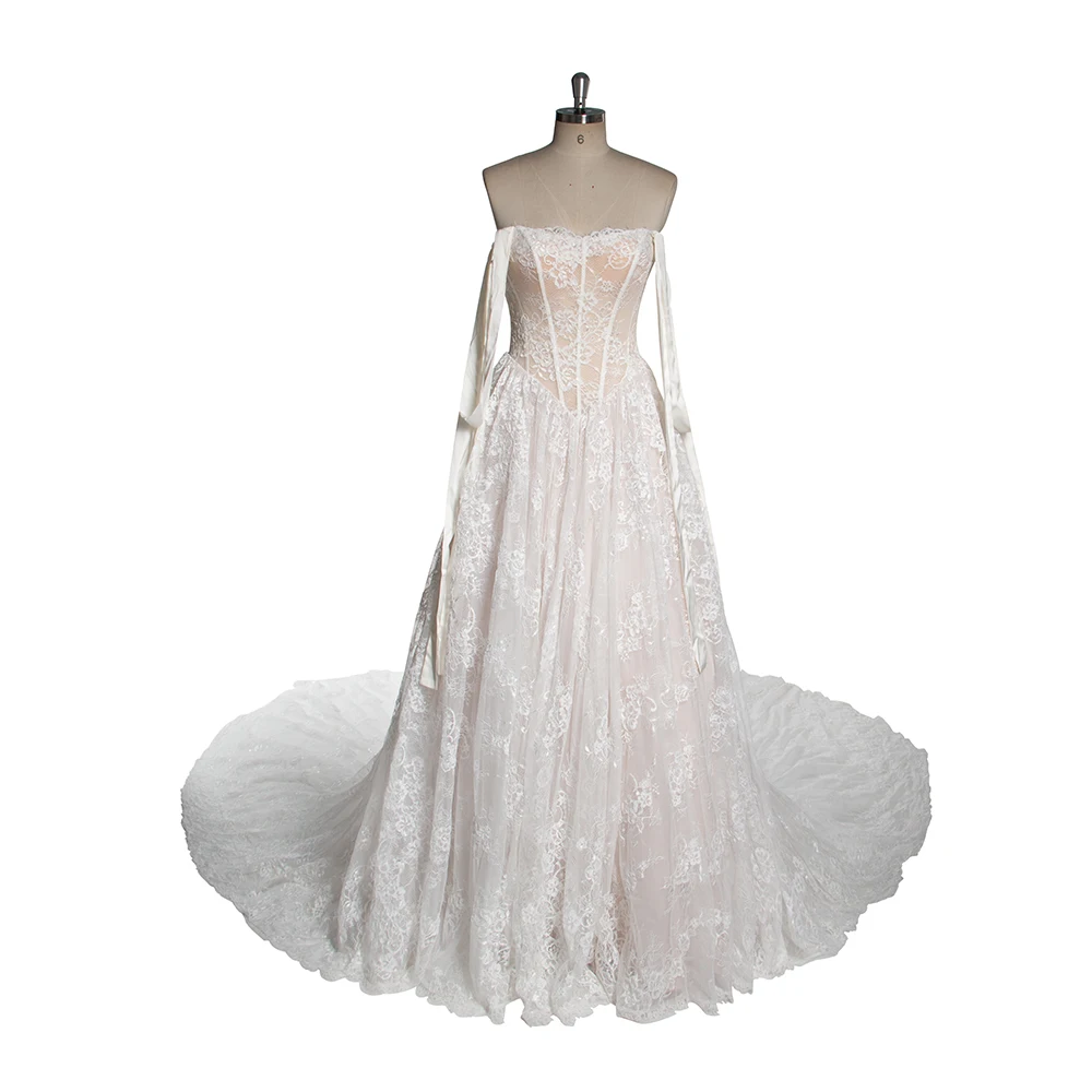 

Luxury Elegant Evening Dresses Lace Weddings Dresses Bridal Gown for Photo Shoot Pregnant Woman Dresses for Photography YW250072
