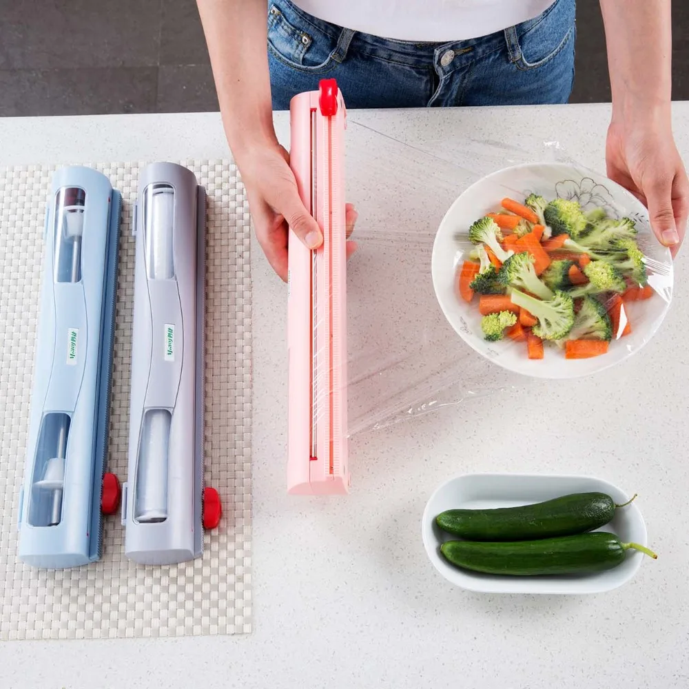 

ABS Kitchen Plastic Cling Wrap Dispenser Food Wrapper Cutter Film Holder Preservative Tools