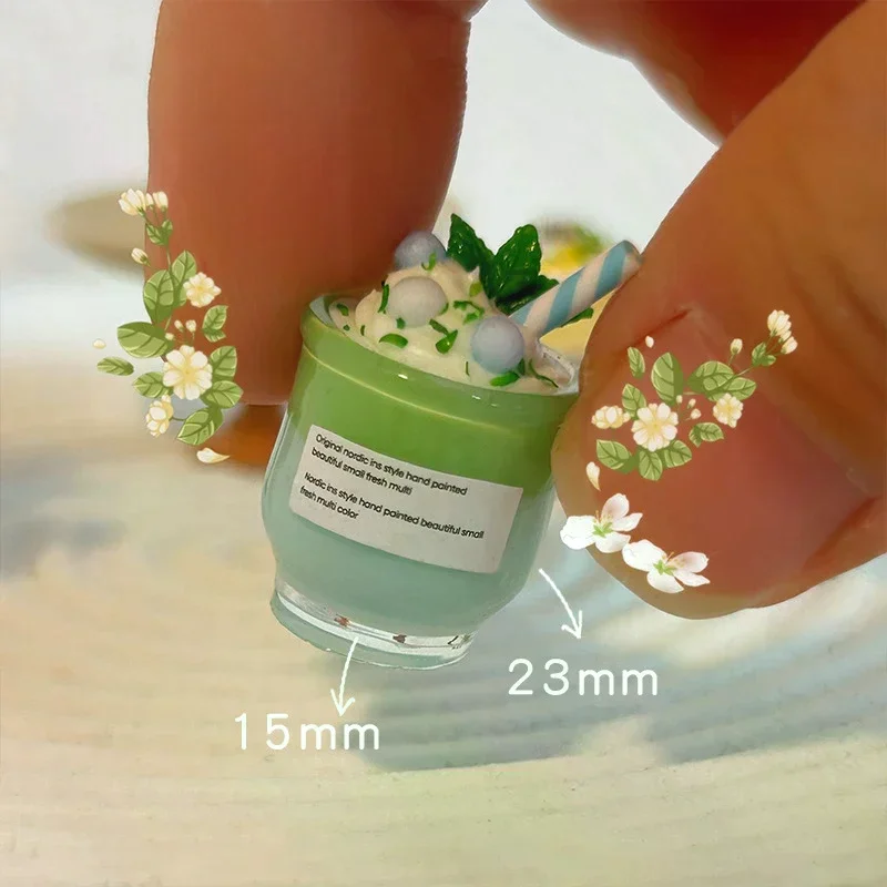Maison de poupée à la menthe, tasse de boisson au lait, modèle de maison de poupée, magasin de desserts, décoration de boissons, accessoires de maison de poupées, jouets de simulation, 1/12