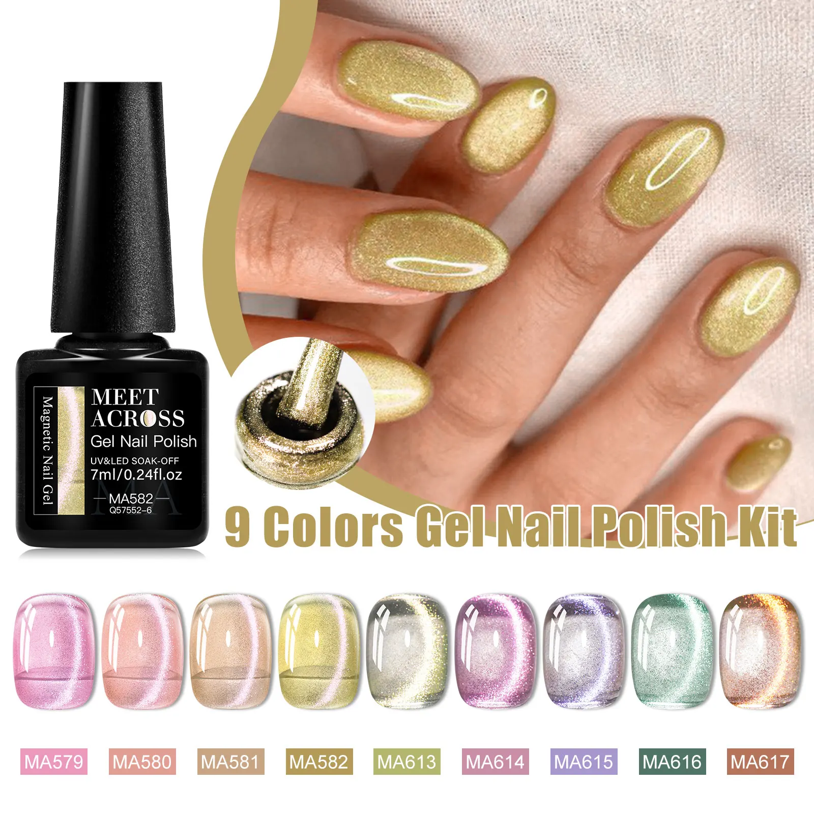 12 stücke Farbige Licht Katze Magnetische Gel Nagellack Set Gelee Glitter Semi Permanent Soak Off UV Gel Lack Basis top Mantel Set DIY