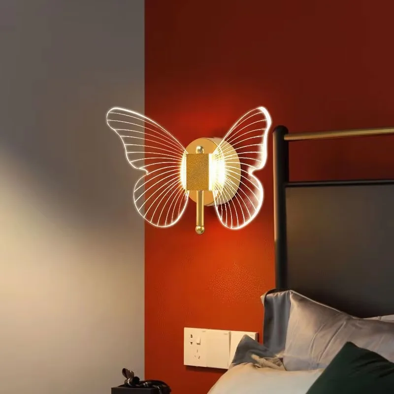 

LED Butterfly Wall Lamp Indoor Lighting Lampras Home Bedroom Bedside Living Room Decoration Staircase Light iluminação interior