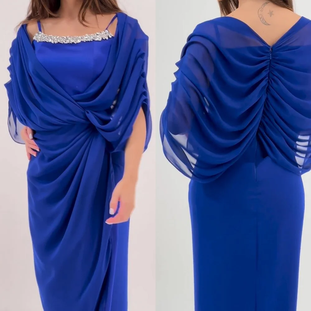 

Customized Jiayigong Sparkle Exquisite Evening Jersey Pleat Beading Draped Beach A-line Square Collar Bespoke Occasion Gown Mid