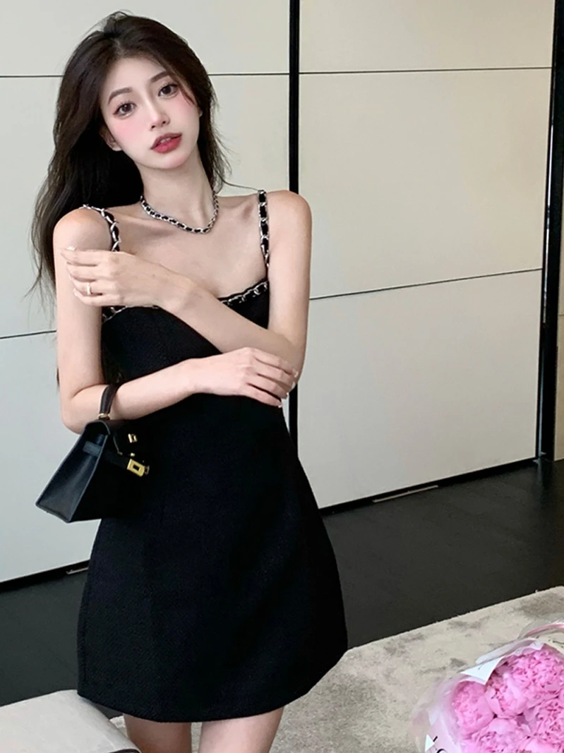

Slimming Sexy Sweet-and-Spicy Bla Strapl Dr Women's plus Size Korean Sle Commute Wind ort Skirt Fit pe Dr