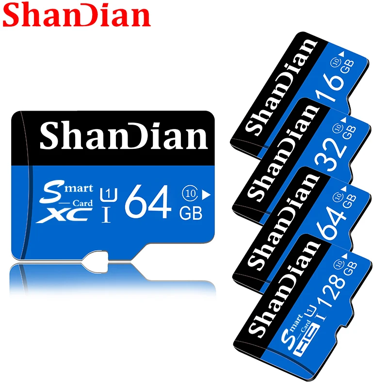 ShanDian scheda di Memoria Smart card SD 32GB 64GB 16GB 8GB class10 carta di TF Smartsd Pen drive disco di memoria Flash per smartphone/macchina fotografica